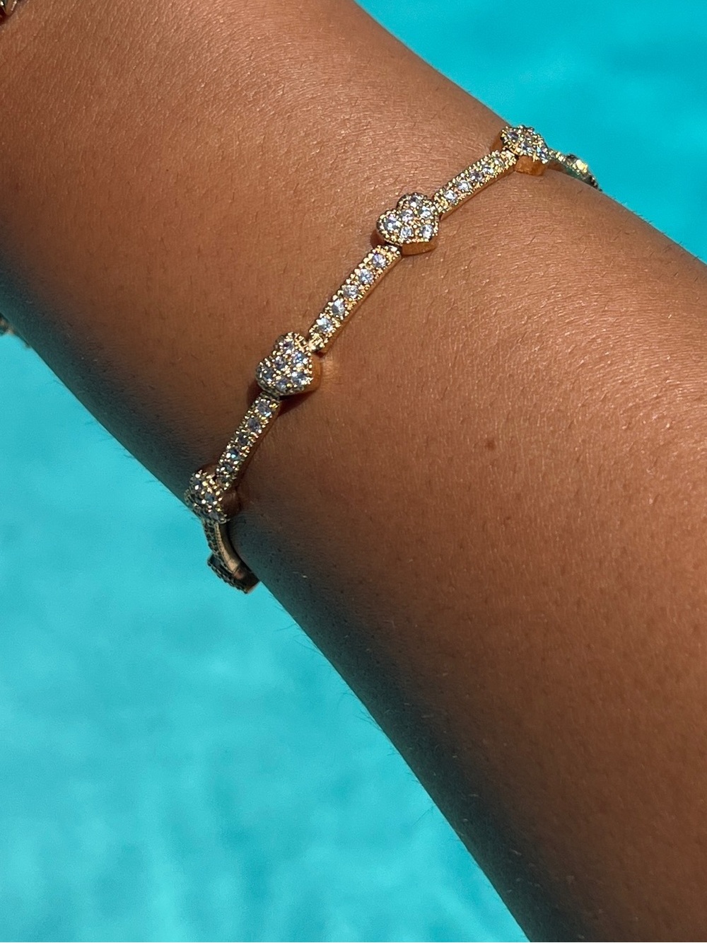 Sterling Silver Heart Pavé Bracelet - Women Jewelry